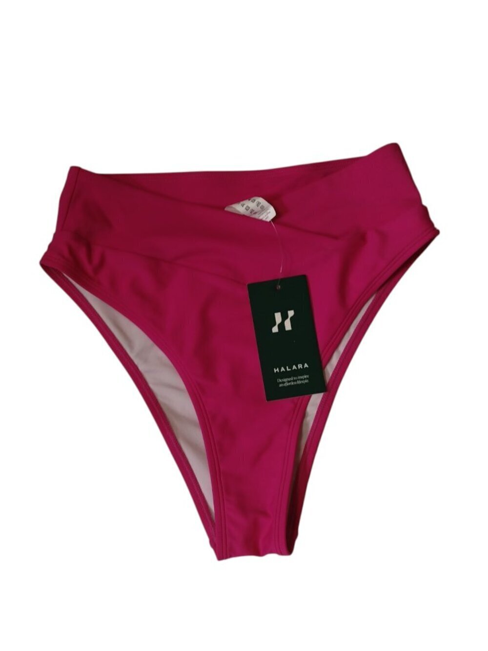 HALARA Sporty Bikini Bottom Pink Crossover Waist Size Small Beach Swim Colorful